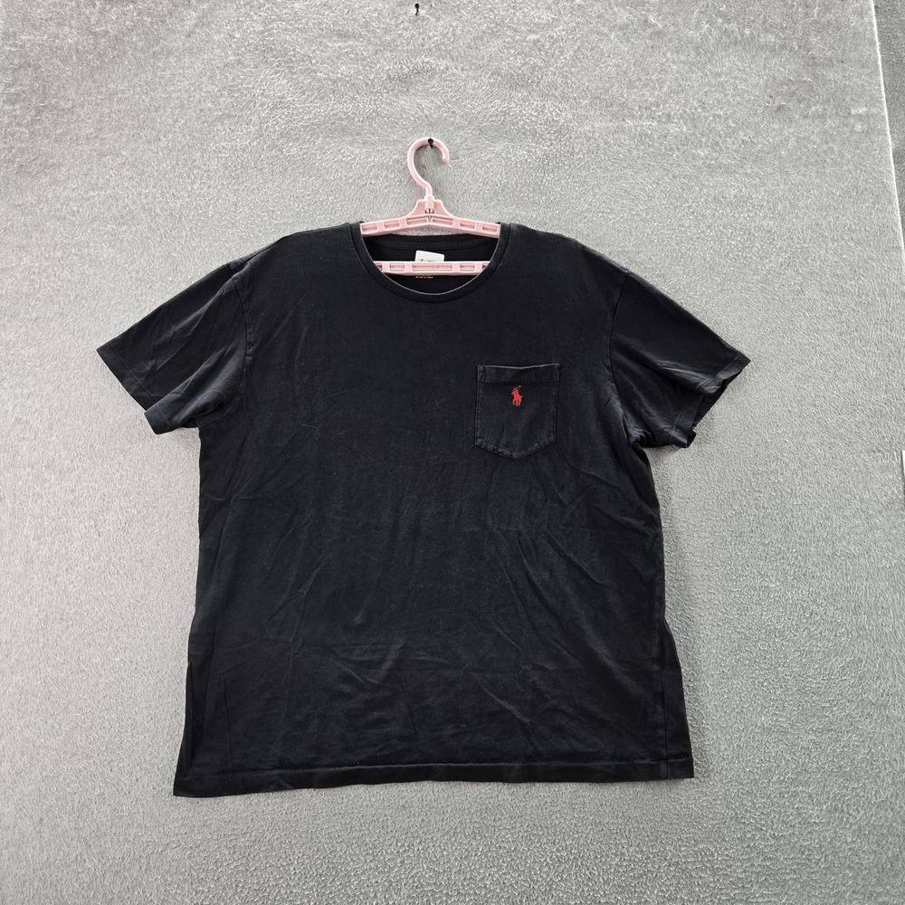 Polo Ralph Lauren Men Shirt L/G Black Embroidered Logo Short Sleeve